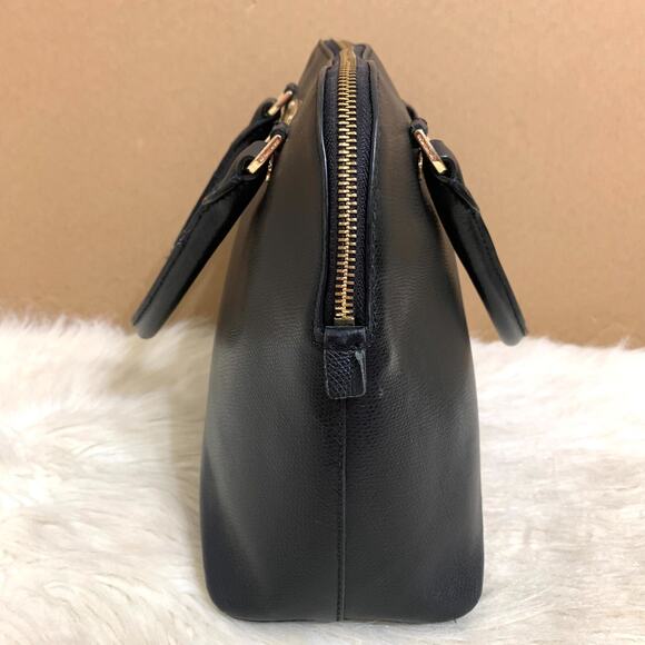 MICHAEL KORS Black Crossgrain Leather CINDY Slim Dome Satchel - Picture 3 of 15